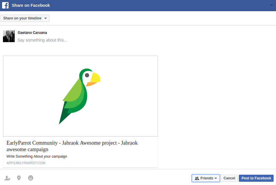 earlyparrot campaign on Facebook