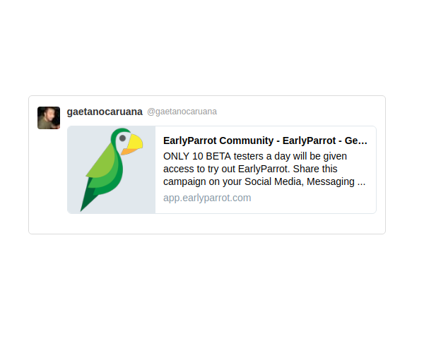 earlyparrot campaign on Tiwtter