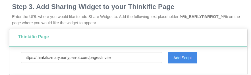 Thinkific sharing page URL