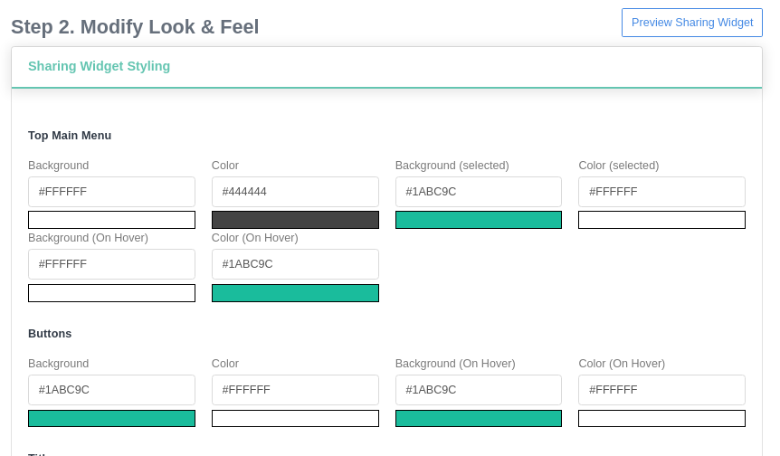 create EarlyParrot campaign sharing widget colour