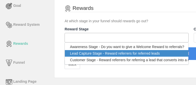 create EarlyParrot campaign reward stage